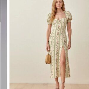 Reformation Floral Print Lacey Midi Long Dress Size: M